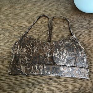 Lululemon Flow Y Bra Nulu - Lined Trueleopard MAX Brown